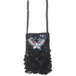 Black Beaded Butterfly Evening Bag Cell Phone Holder